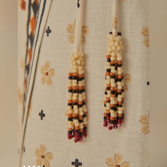 Farm Rio Flower Fan Tapestry Wrap Midi Skirt Linen Embroidered Small Boho Beachy - Picture 5 of 15